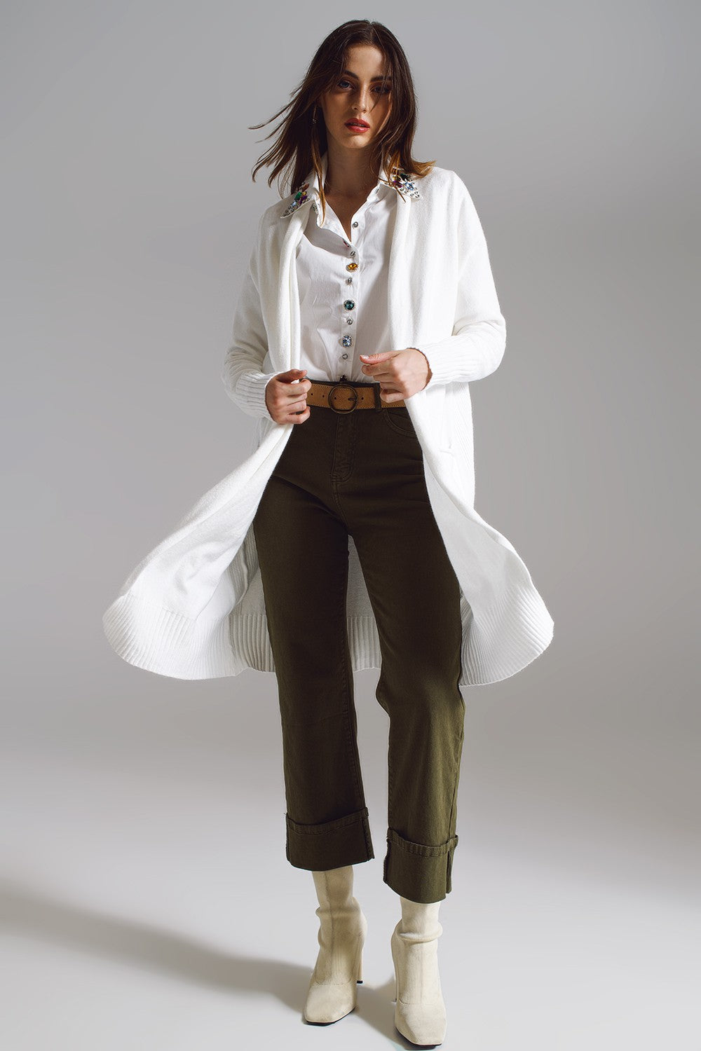 Long White Cardigan
