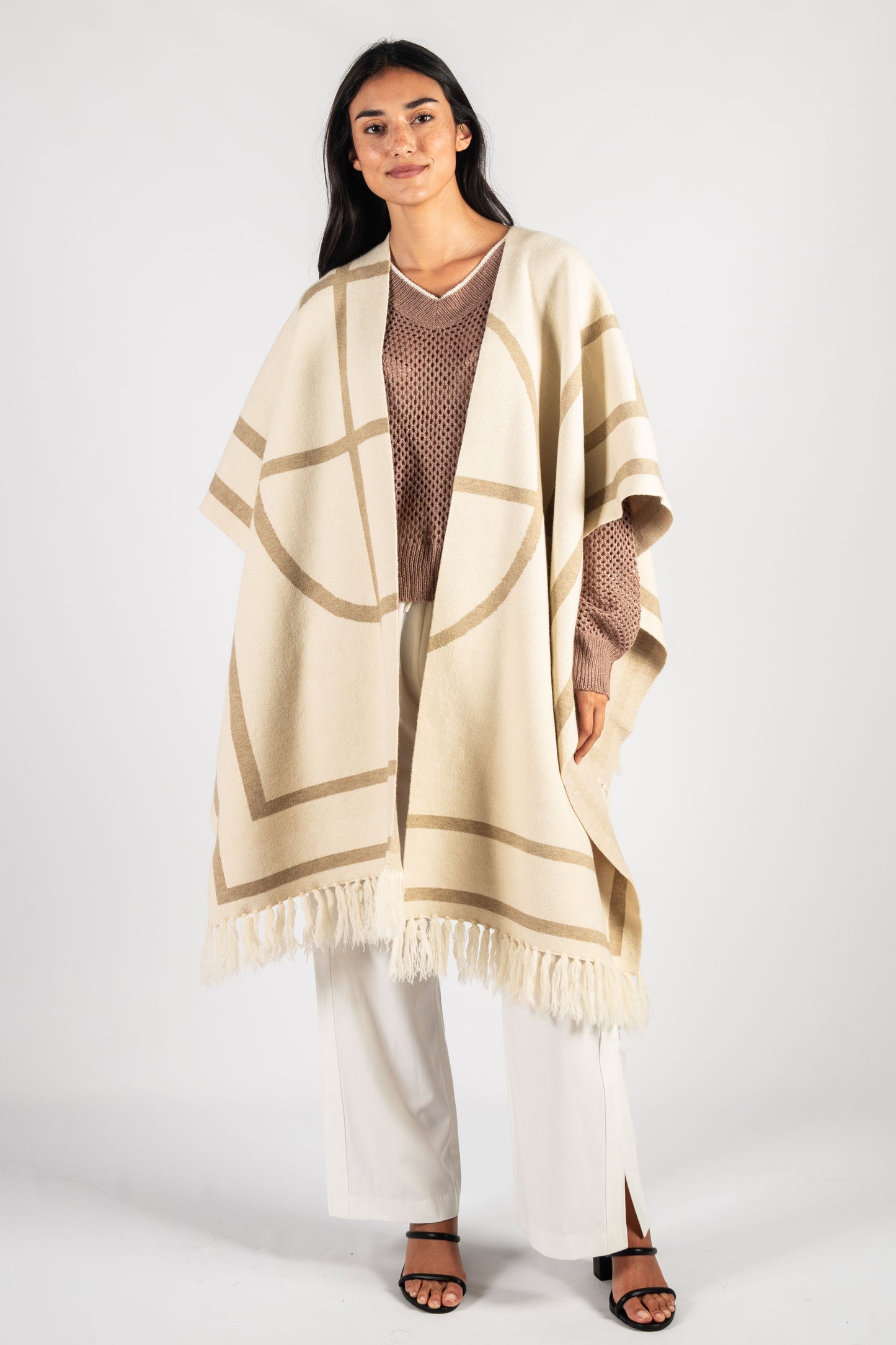 Beige/Cream Fringed Wrap Onesize