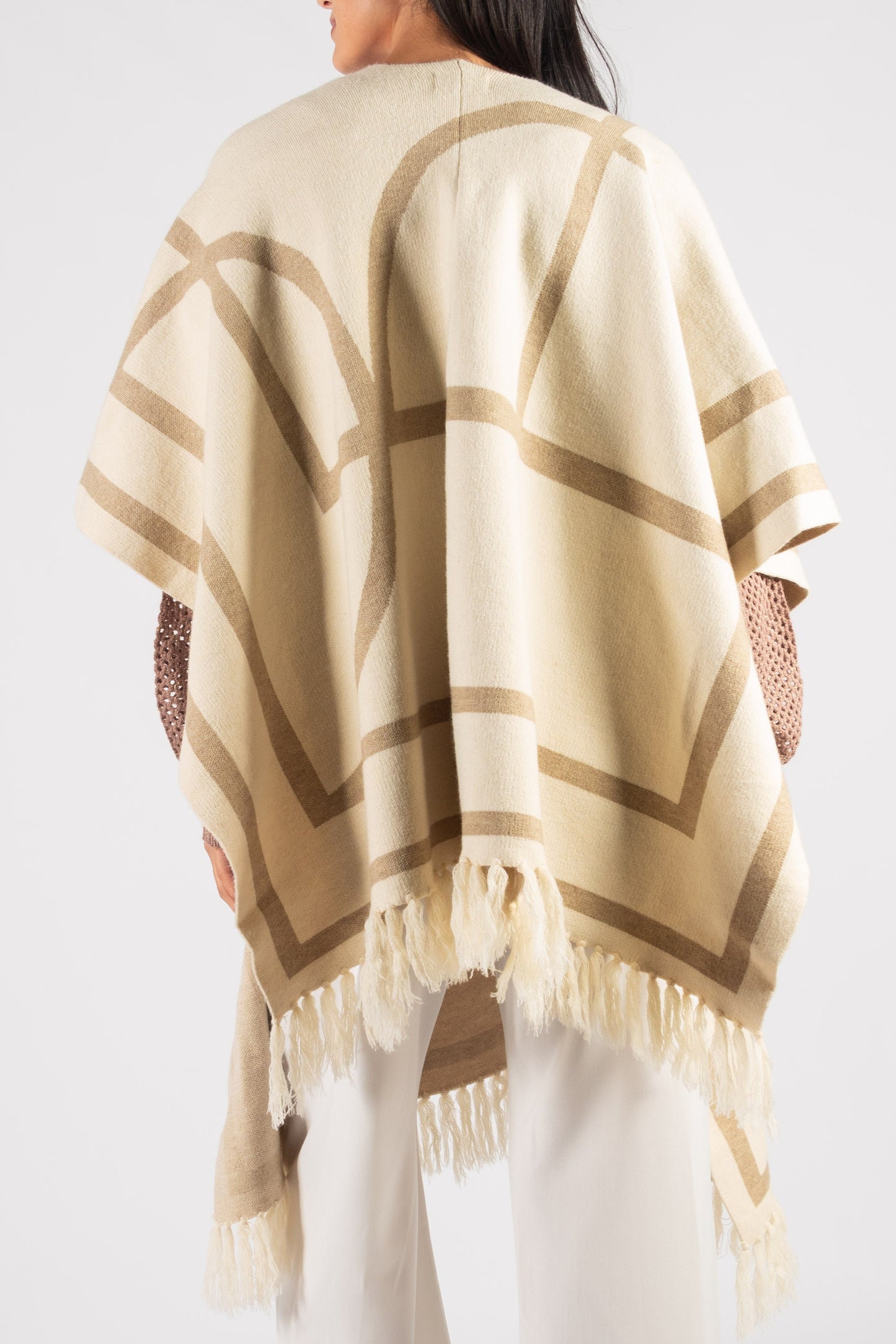 Beige/Cream Fringed Wrap Onesize