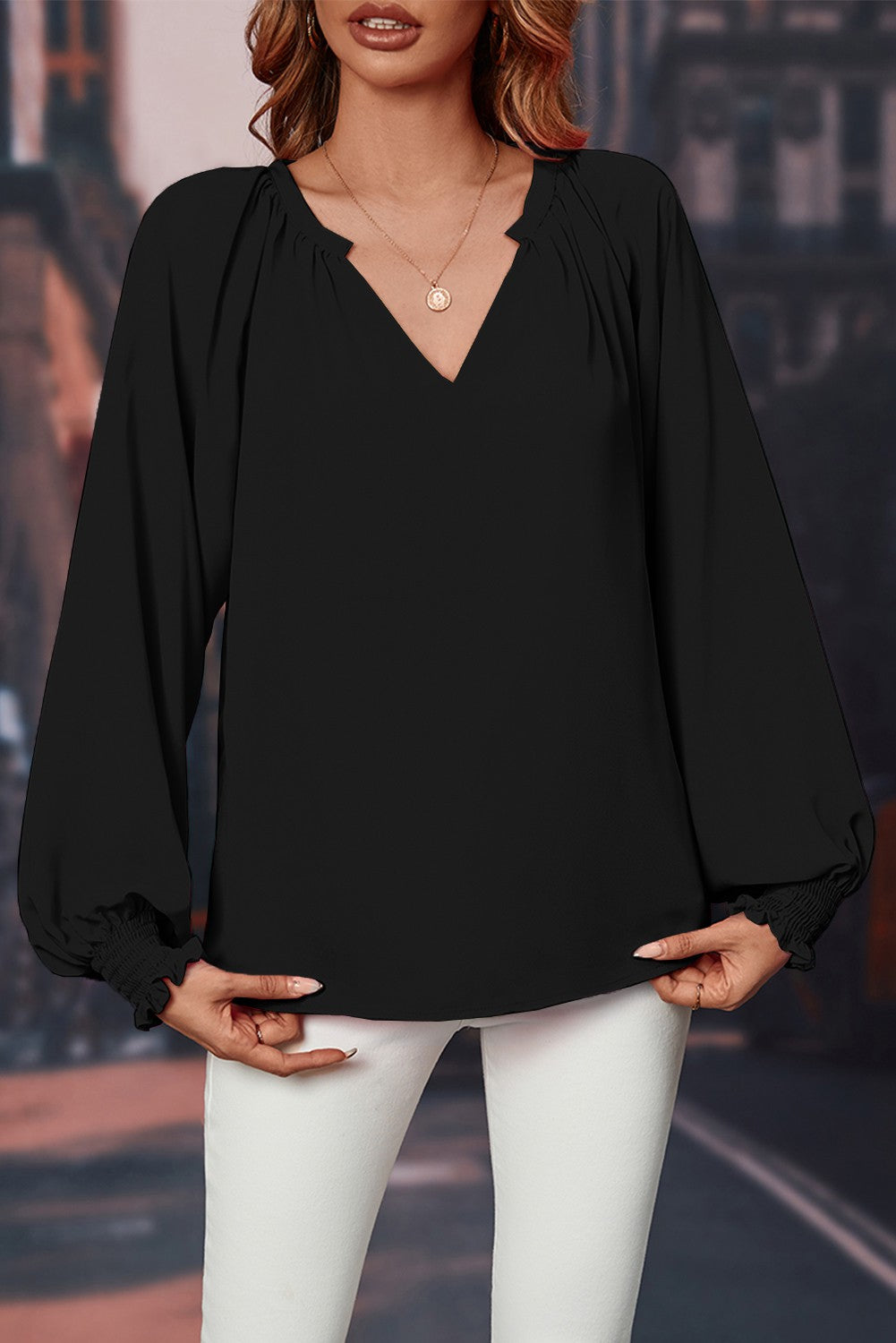 Black Puffy Sleeve Top