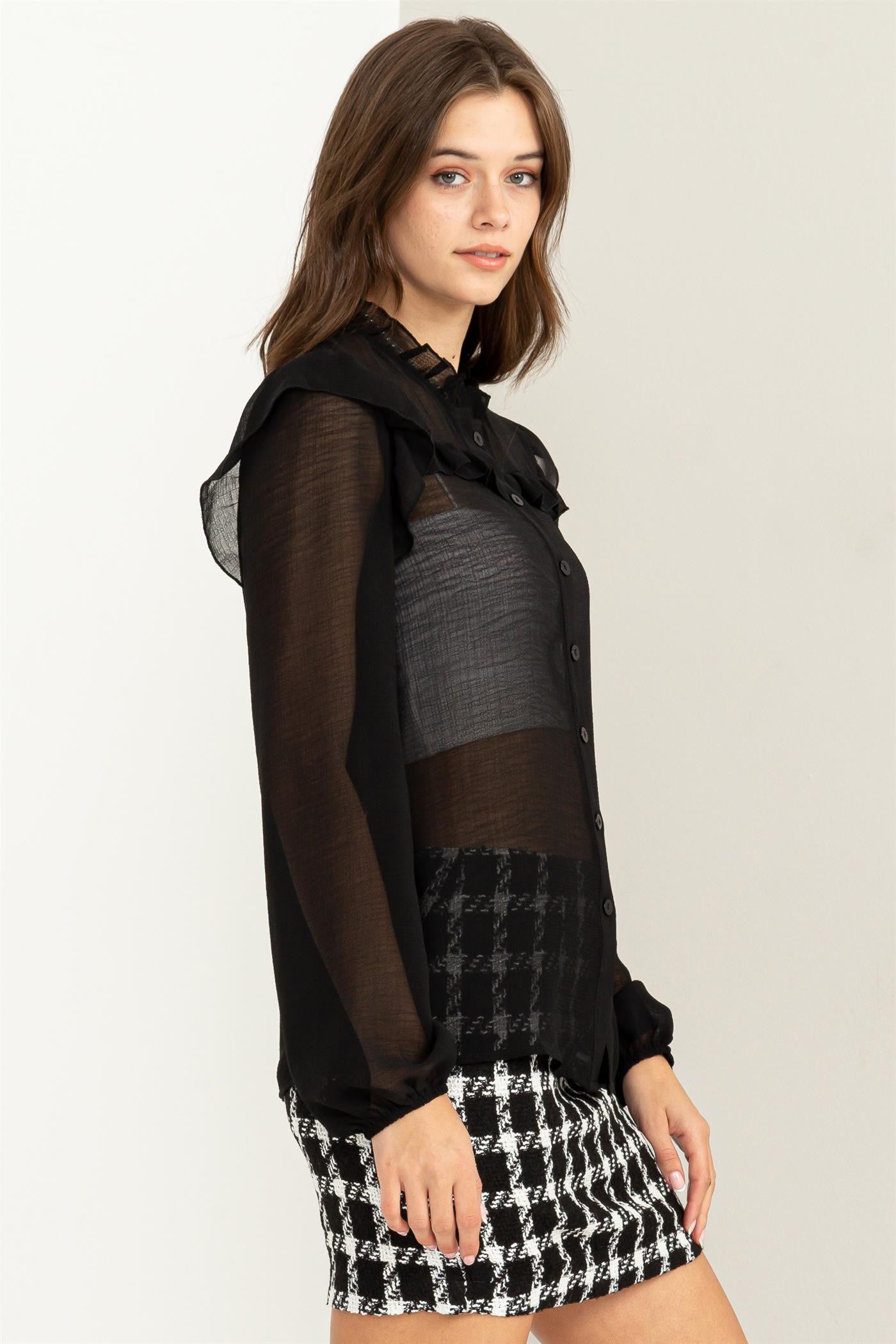 Black Ruffle Shirt