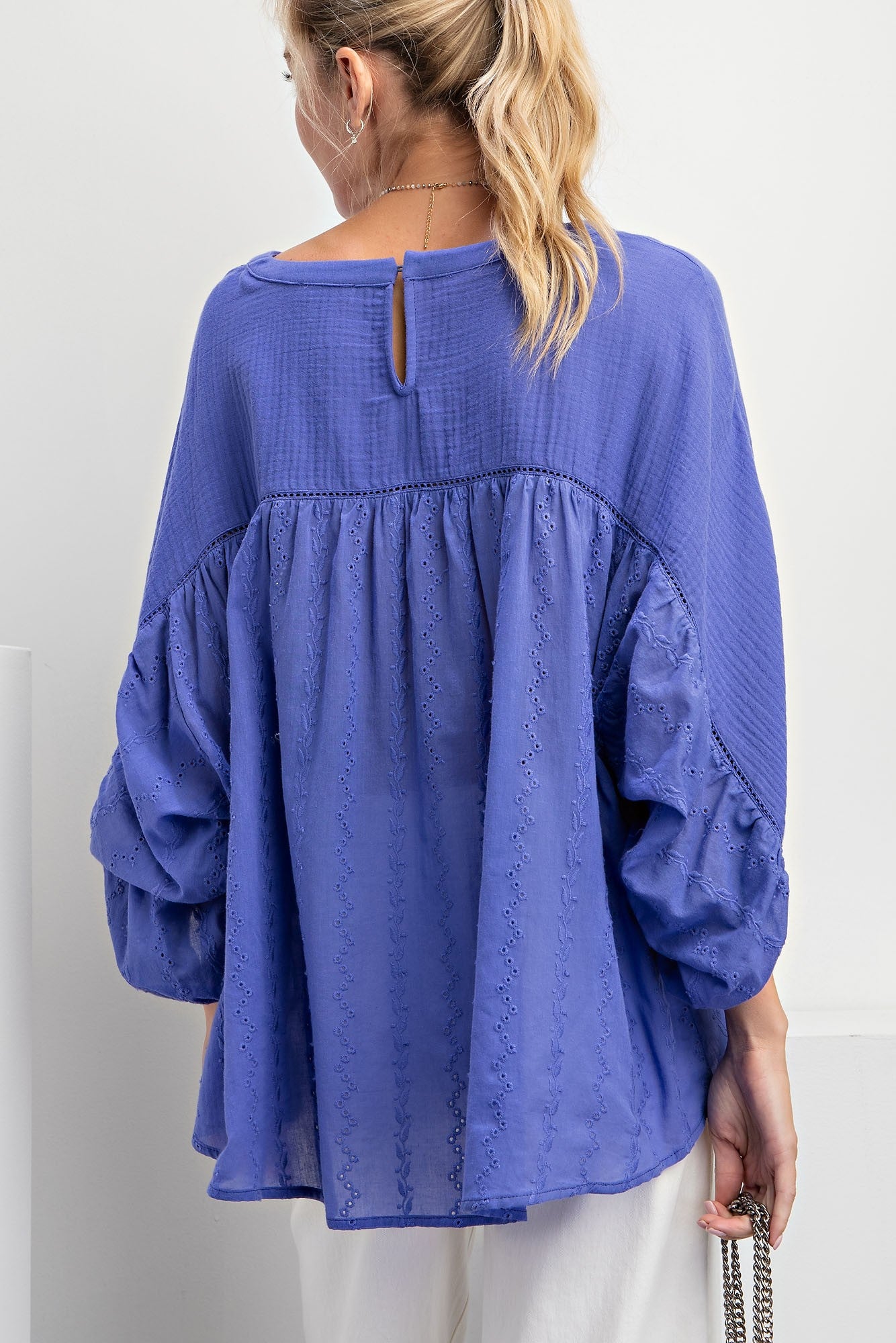 Blue Eyelet Top