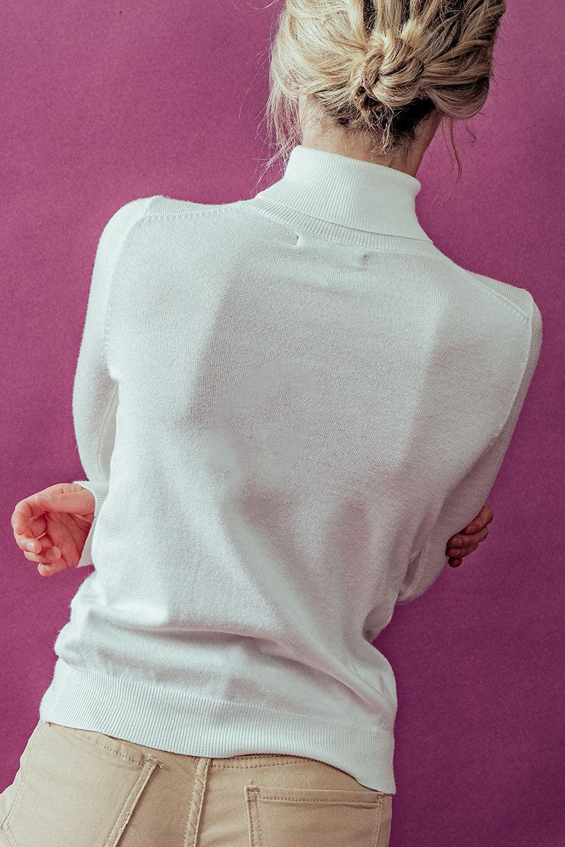 Button Sleeve Turtleneck