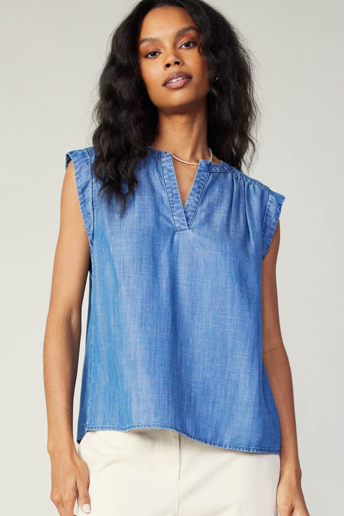 Chambray Sleeveless Top