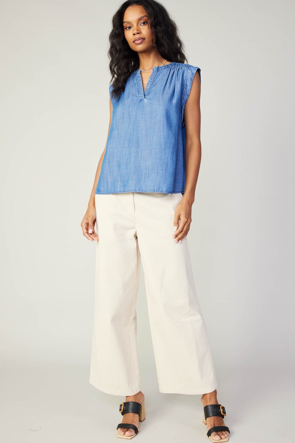 Chambray Sleeveless Top