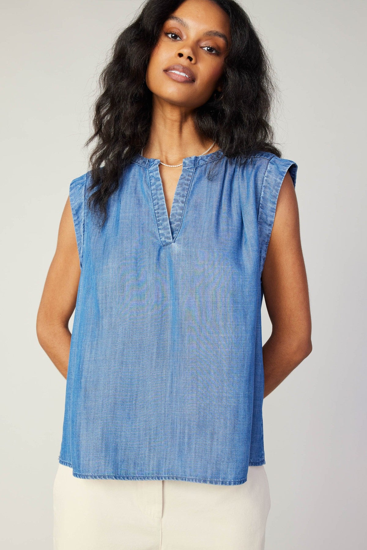 Chambray Sleeveless Top