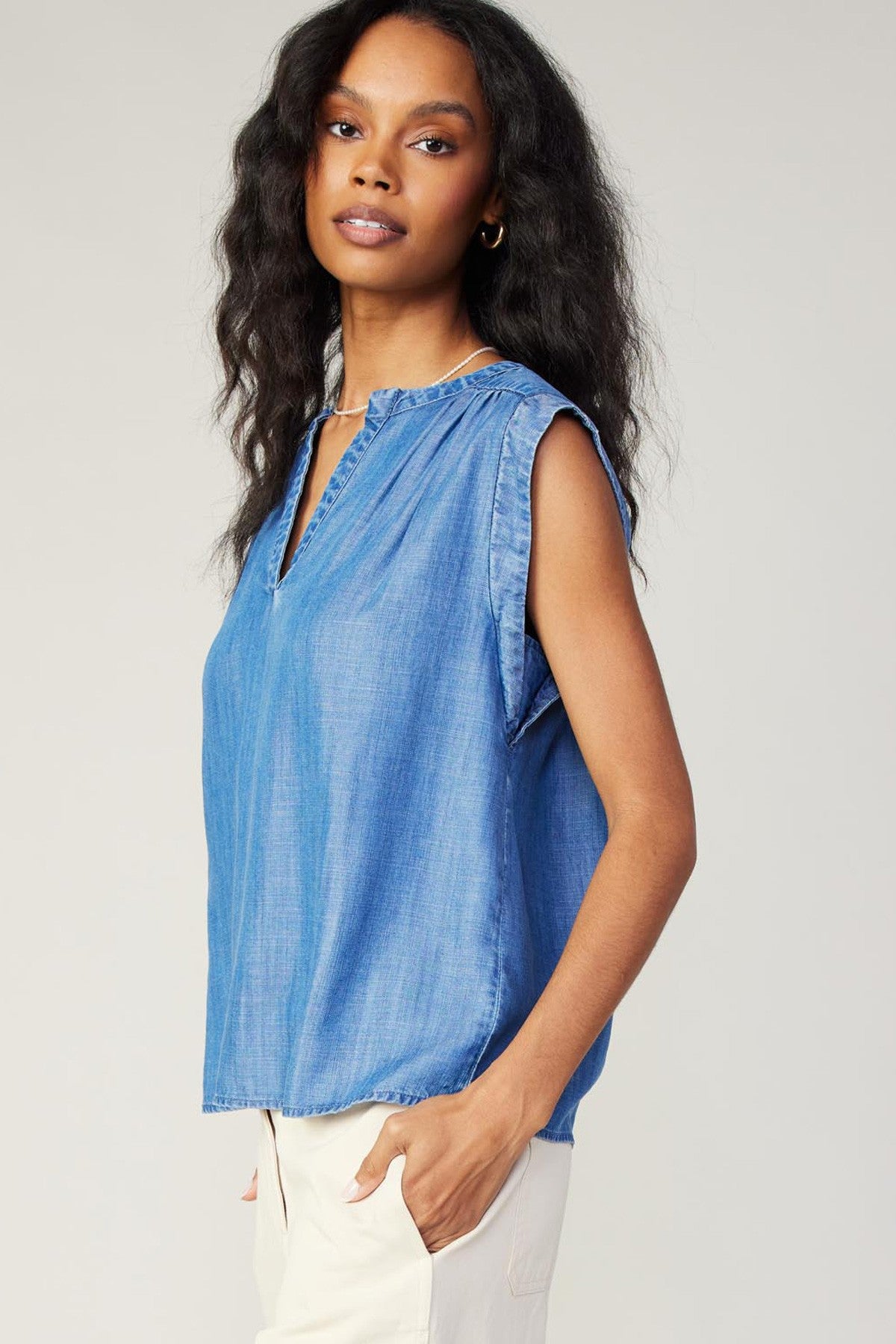 Chambray Sleeveless Top