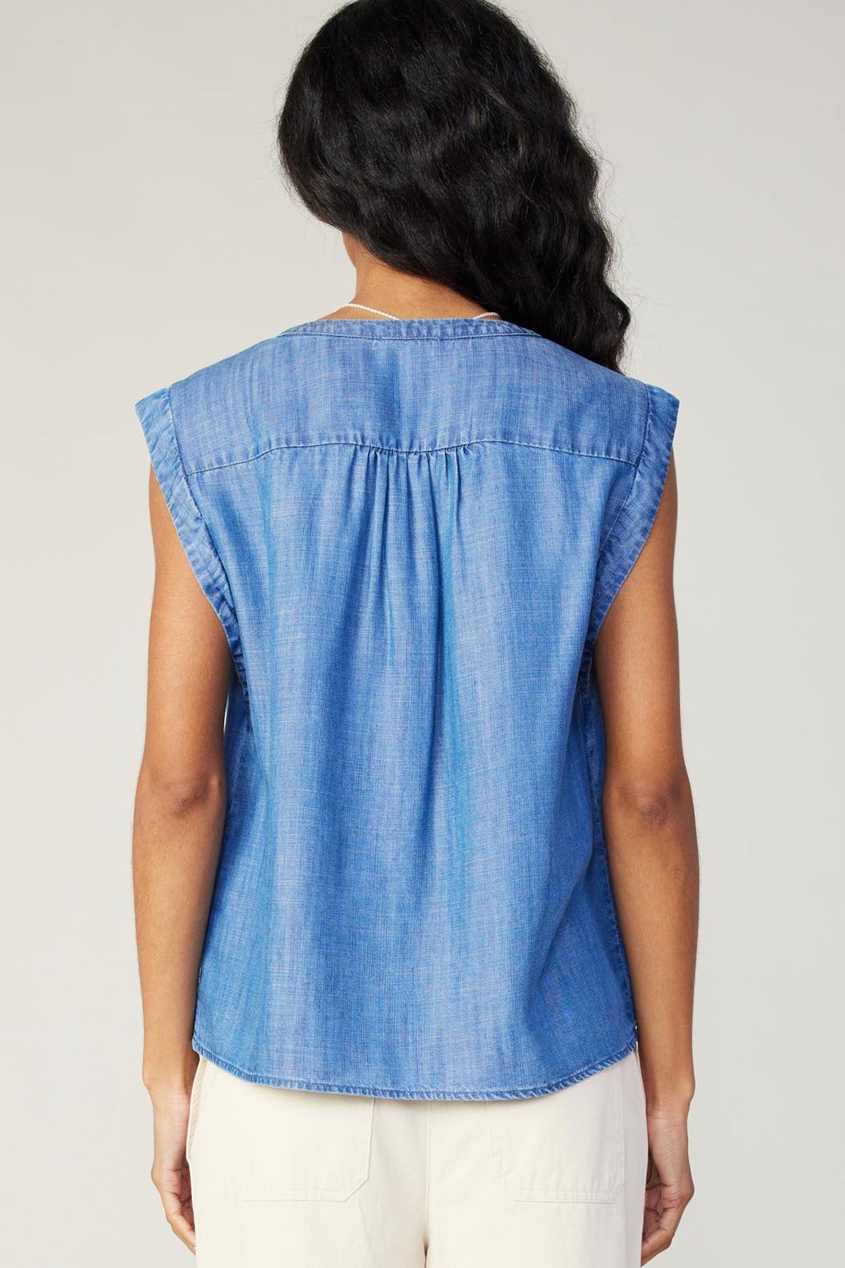 Chambray Sleeveless Top