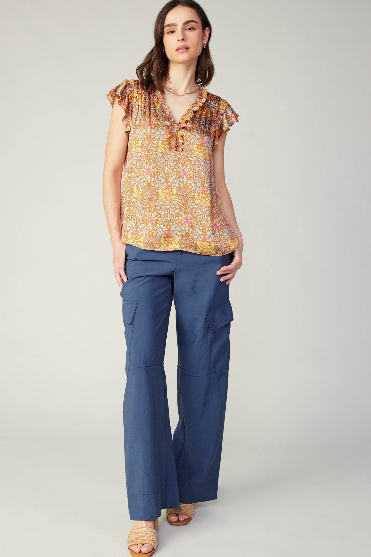 Flutter Sleeve Top- Orange