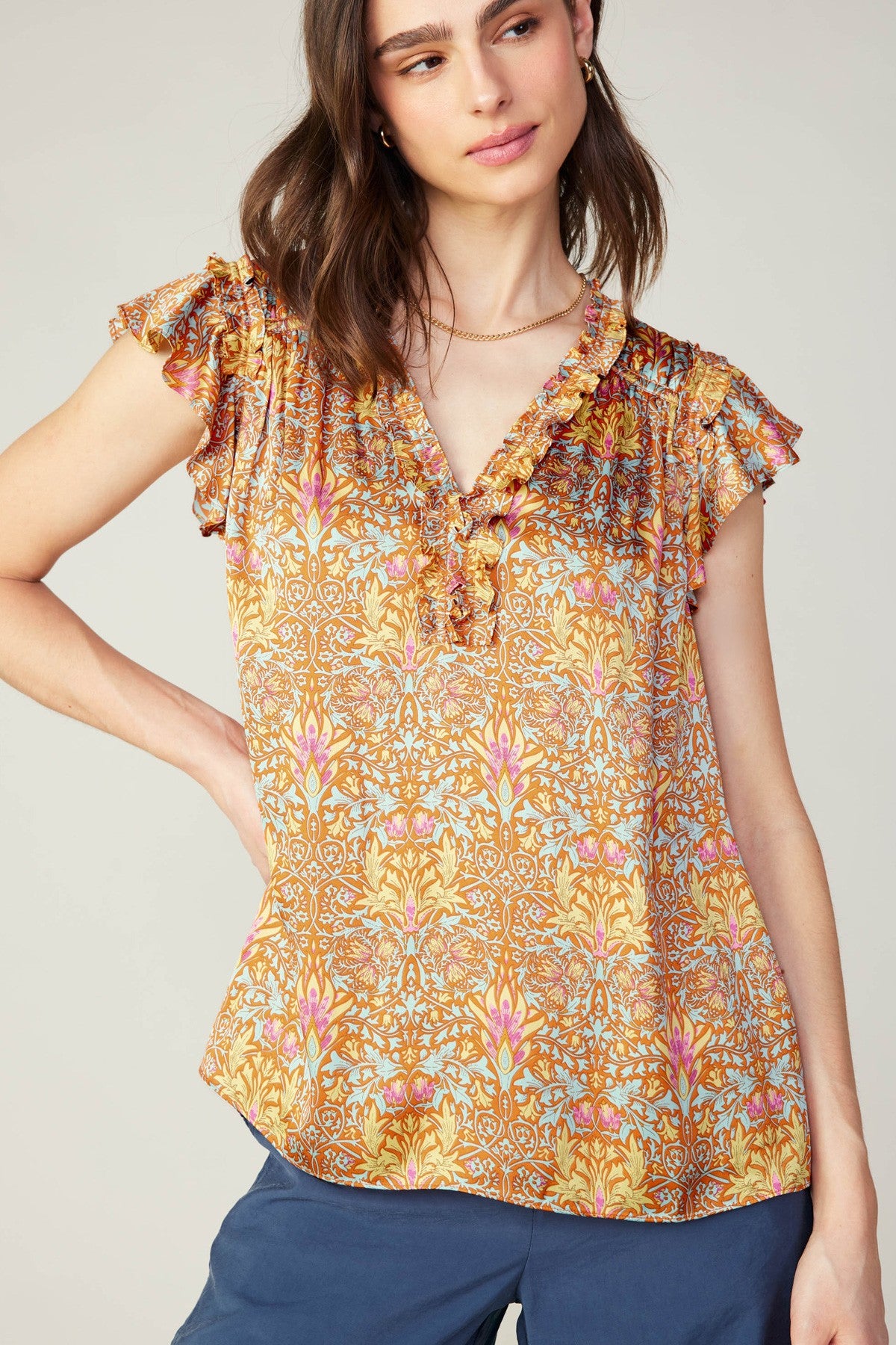 Flutter Sleeve Top- Orange