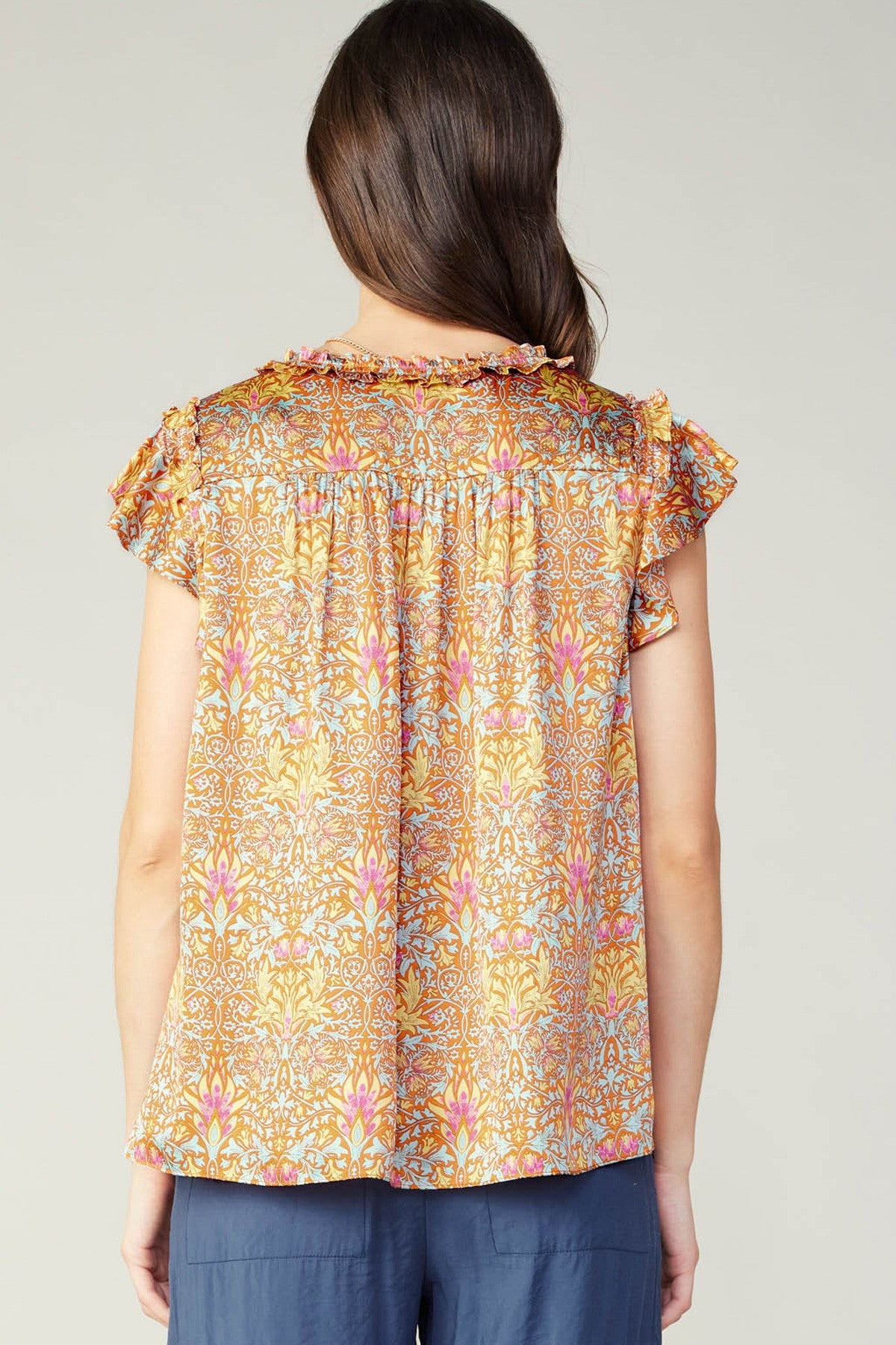 Flutter Sleeve Top- Orange