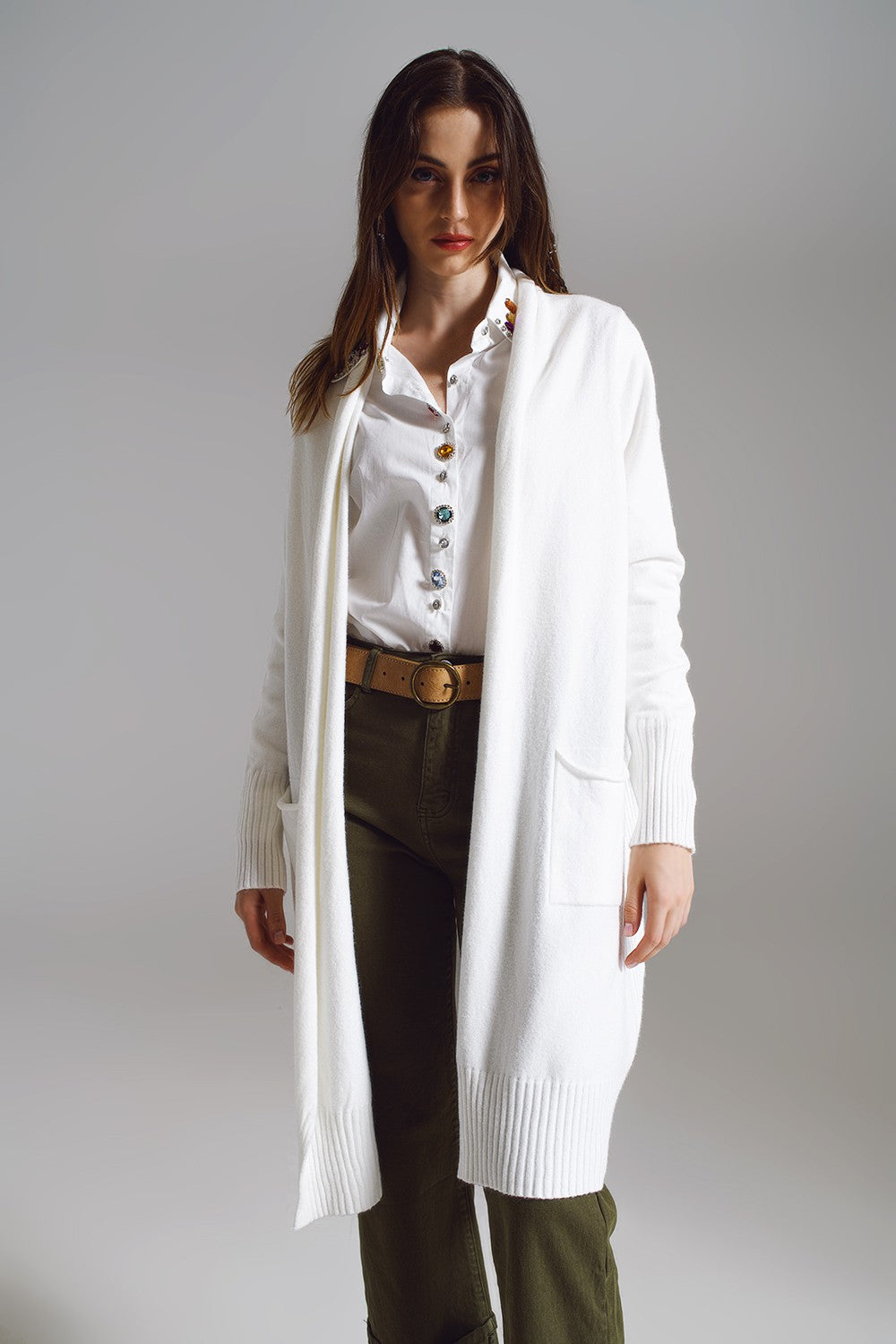 Long White Cardigan