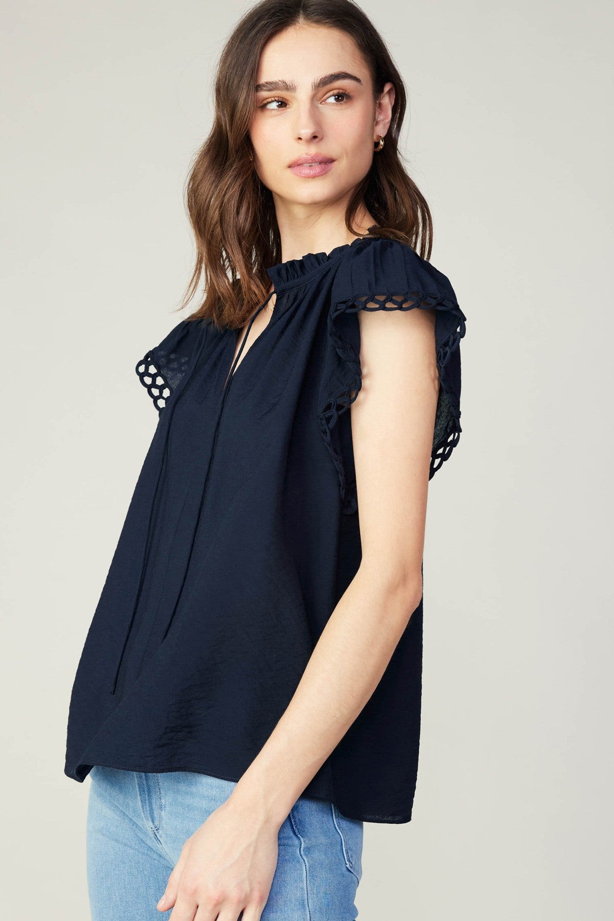 Navy Tie Top
