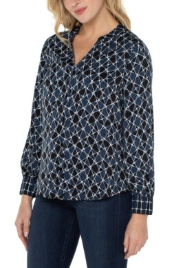 Navy/ White Shirt