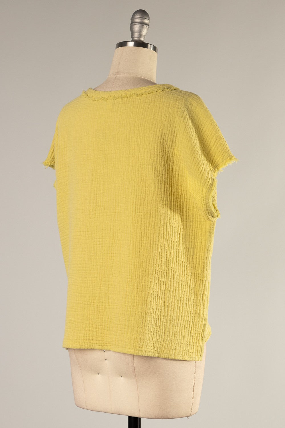 Raw Edge Lemon Gauze Top