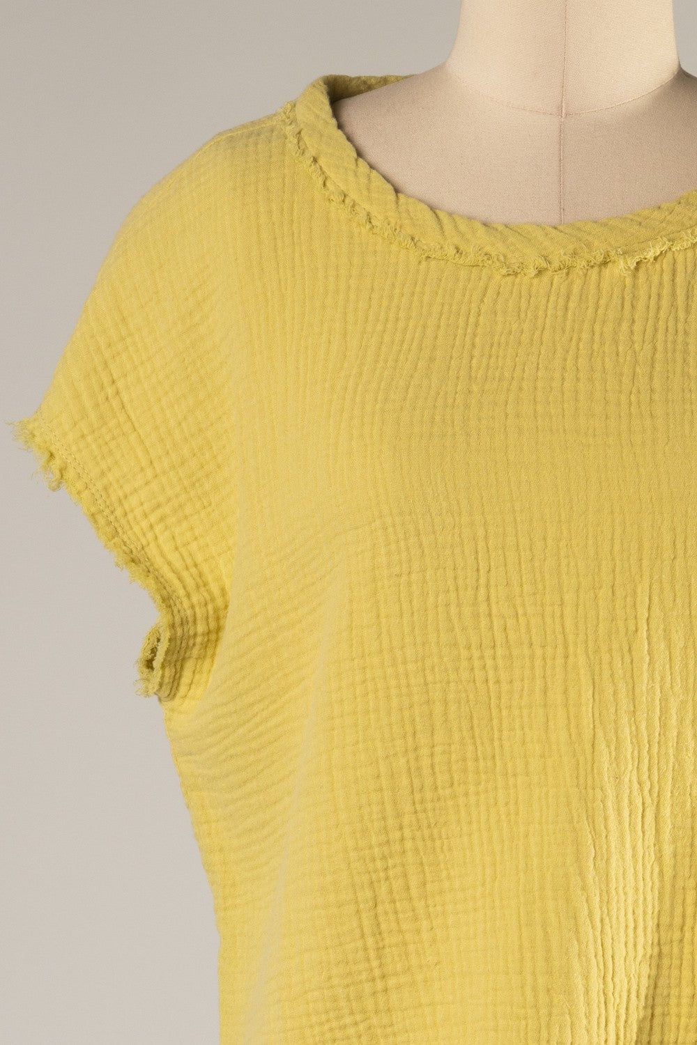 Raw Edge Lemon Gauze Top