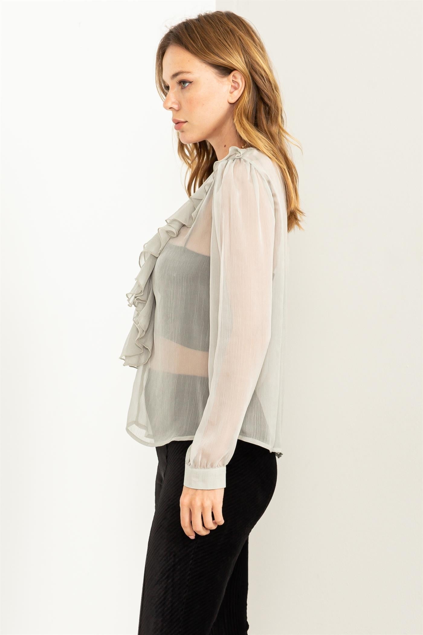 Ruffle Neck Top