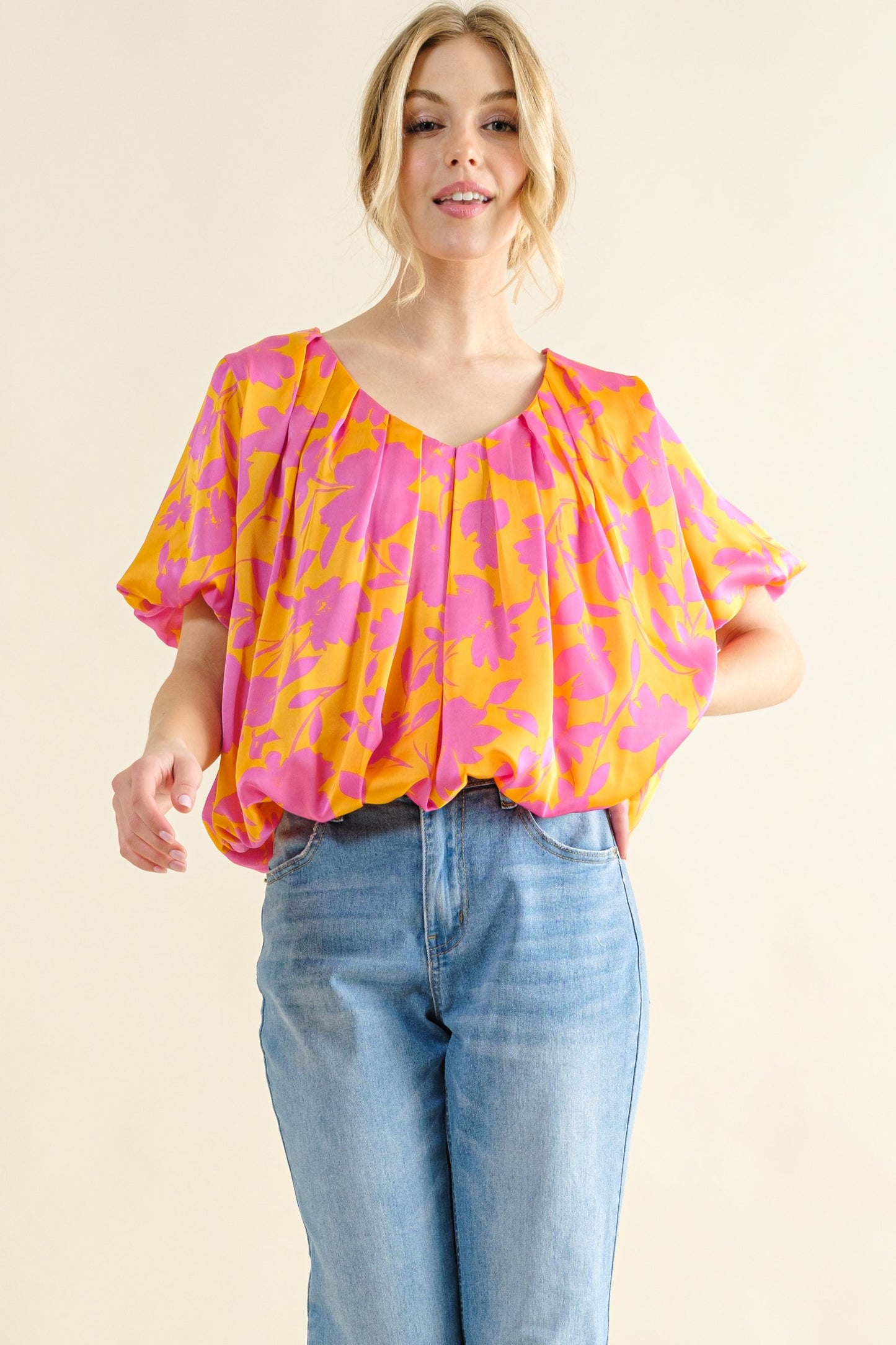 Satin Bubble Hem Top