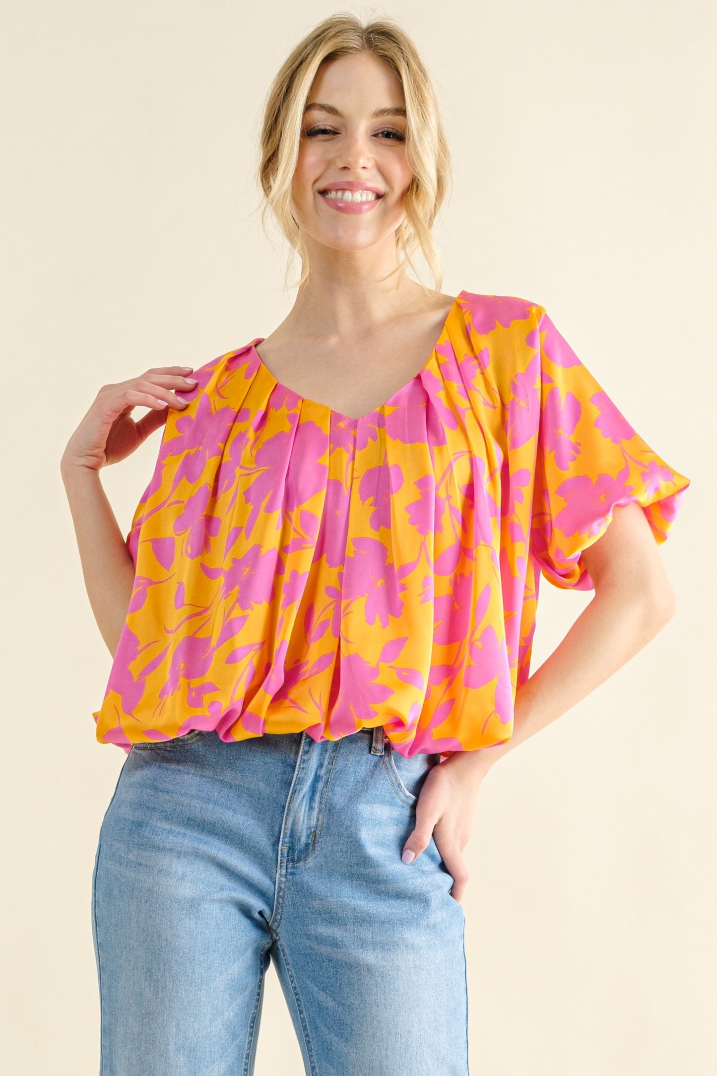 Satin Bubble Hem Top