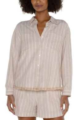 Tan White Stripe Top