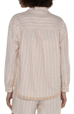 Tan White Stripe Top