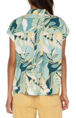 Teal Tropical Top