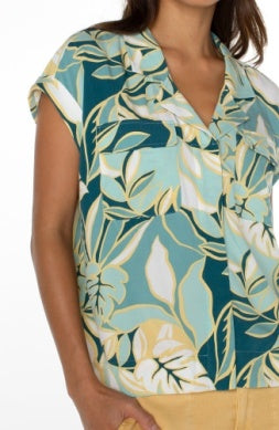 Teal Tropical Top
