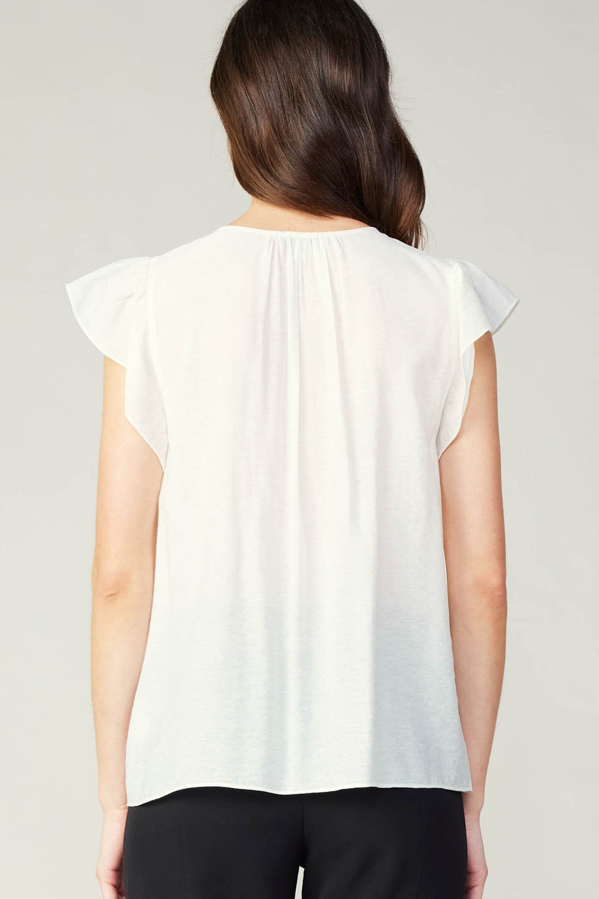 White Pleated Detail Top