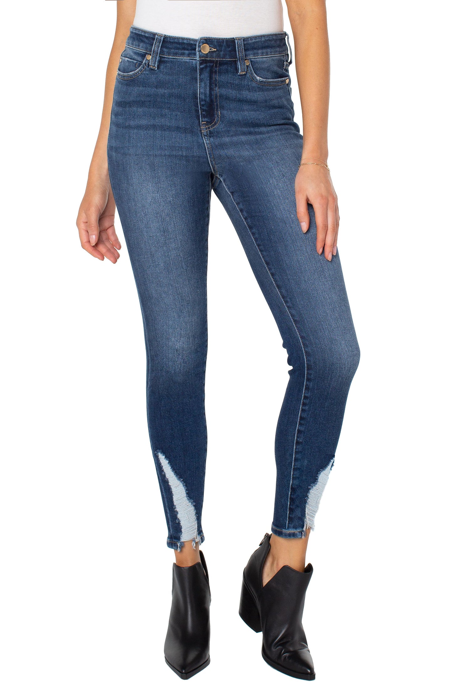 Abby Hi Rise Ankle Skinny with Shredded Hem