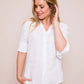 Madison Linen V-neck Shirt White
