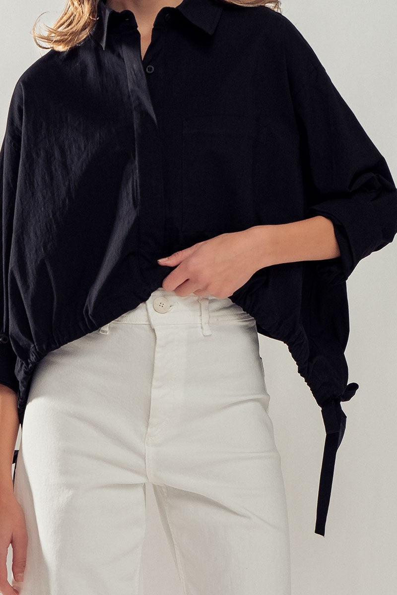 Black Side Tie Top