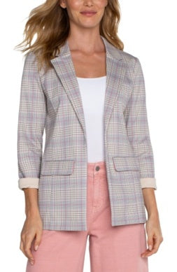 Pink and White Plaid Blazer