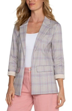 Pink and White Plaid Blazer