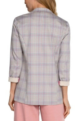 Pink and White Plaid Blazer