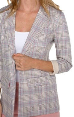 Pink and White Plaid Blazer