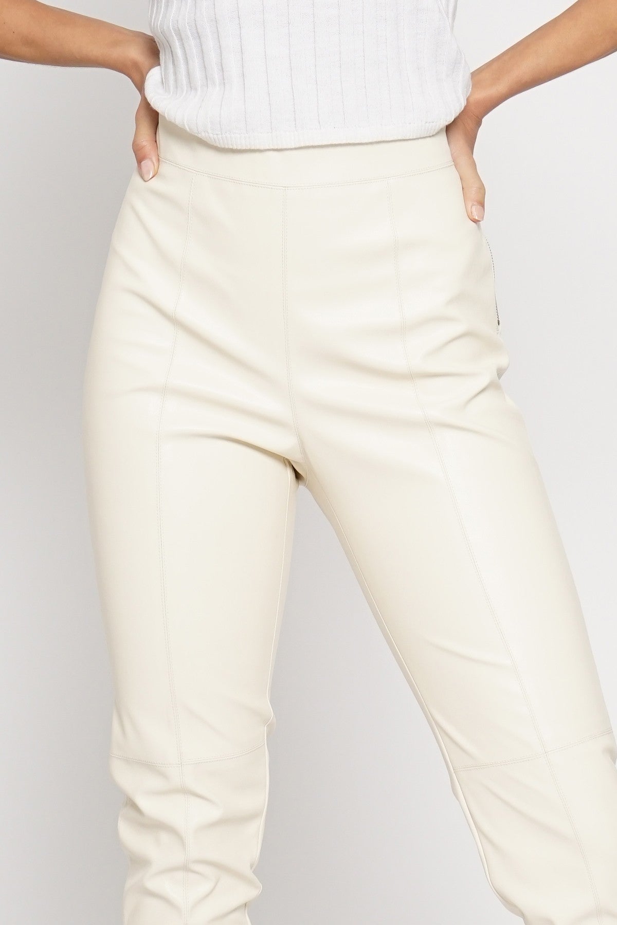 Ivory Leather Pants