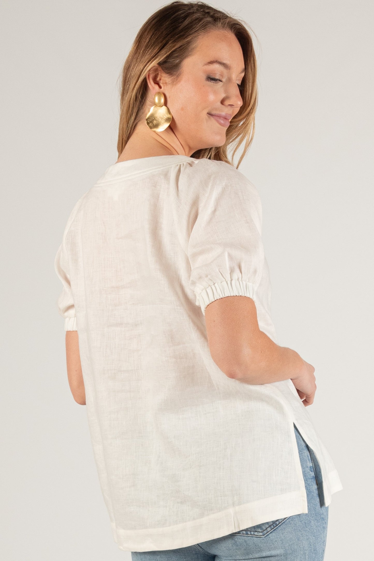 Linen V-Neck Top