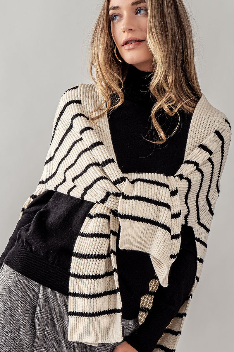 Stripe Sweater Wrap- OS