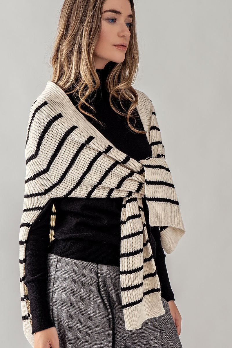 Stripe Sweater Wrap- OS