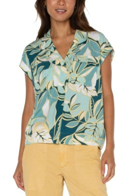 Teal Tropical Top