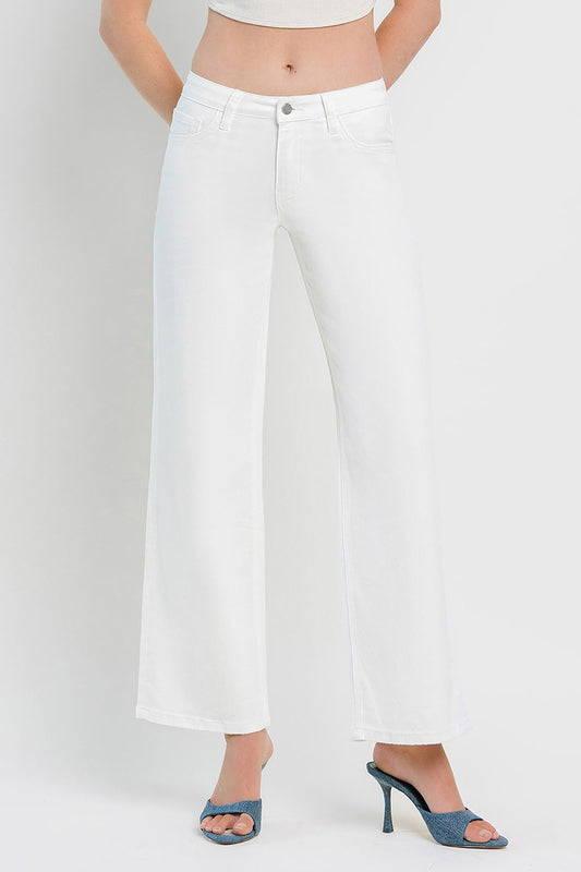 White Mid Rise Wide Jean