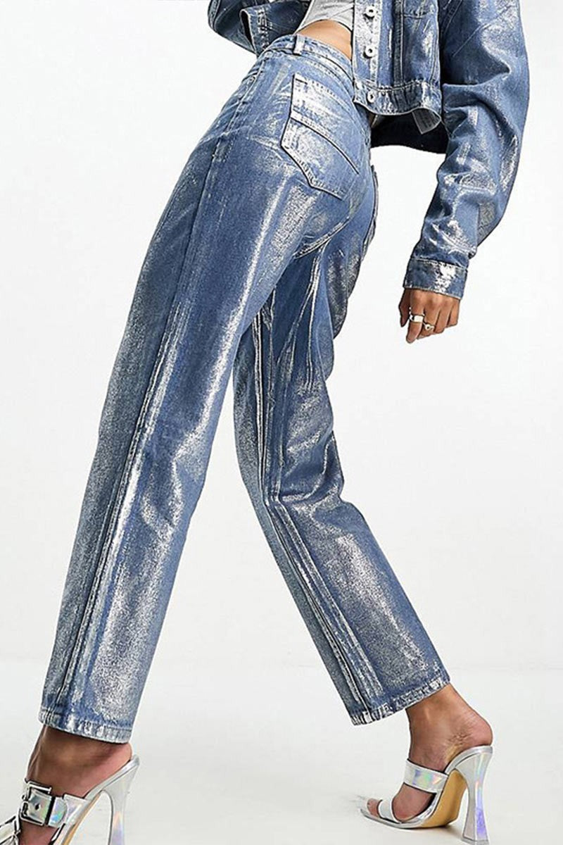 Metallic Denim Jean
